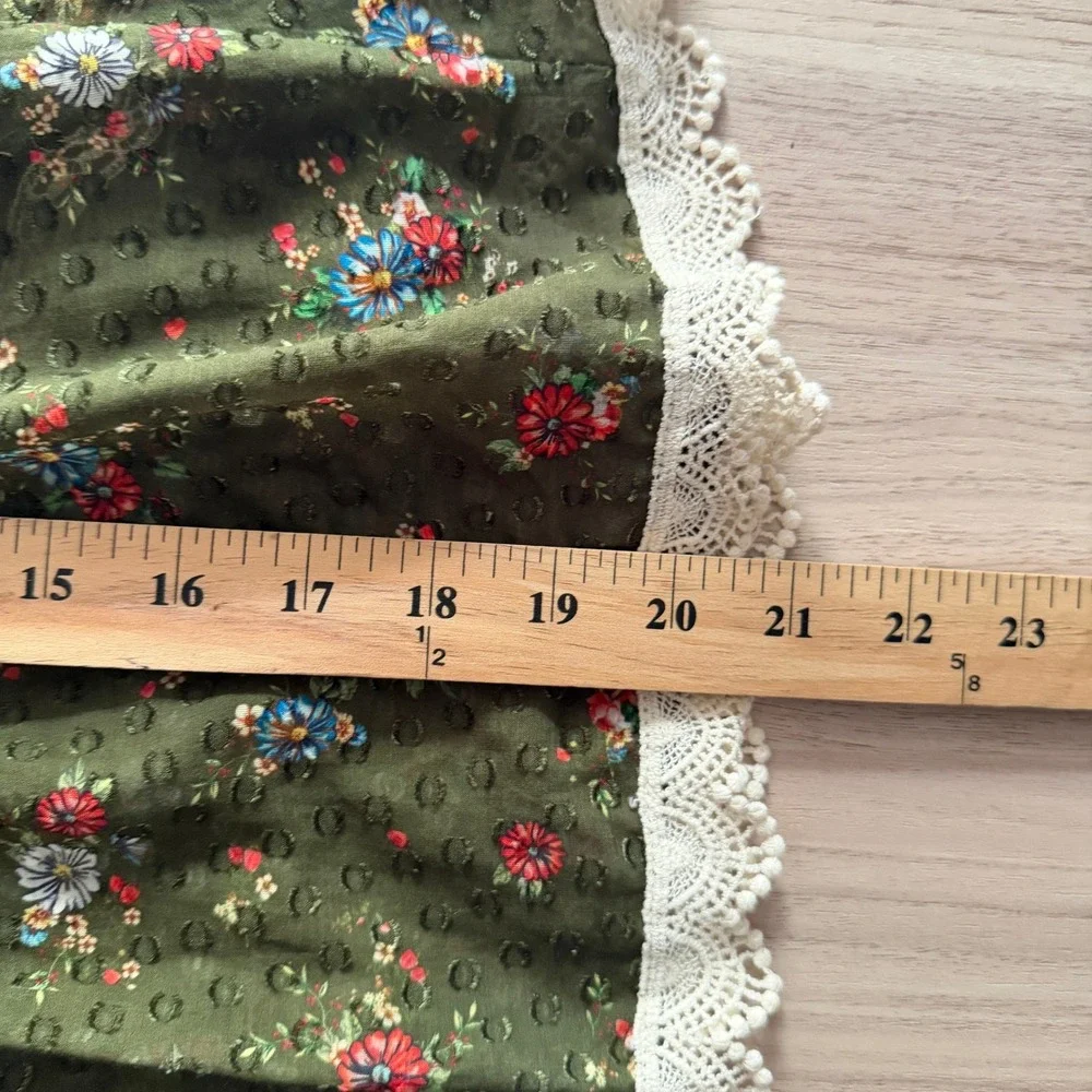 Free People Mixed Floral Patchwork Lace Trim Babydoll Blouse S
